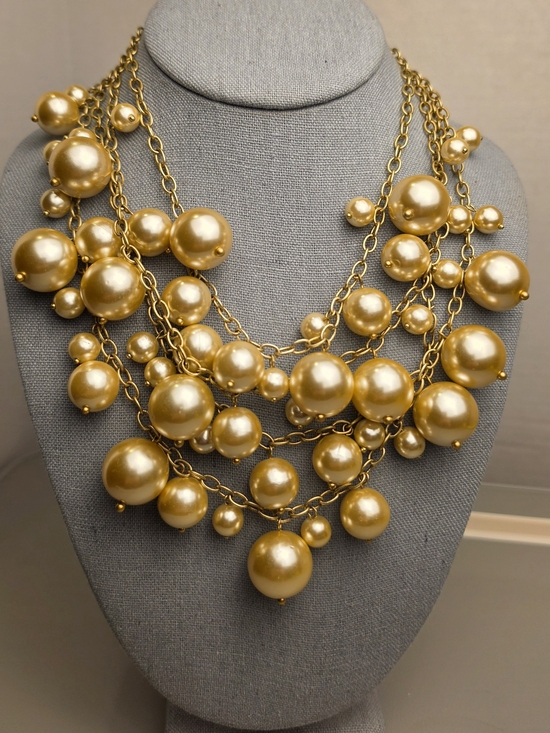 J. Crew Jewelry - [J. Crew] Champagne Toned Multi-Strand Chunky Pearl Bubble Statement Necklace